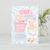 One Silly Goose 1st Birthday Party Spring Birthday Kaart (Staand voorkant)