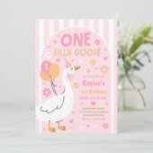One Silly Goose 1st Birthday Party Spring Birthday Kaart (Staand voorkant)