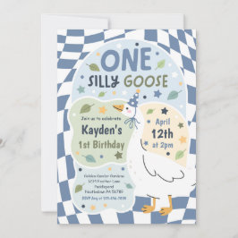 One Silly Goose 1st Birthday Party Spring Birthday Kaart