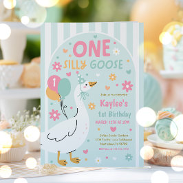 One Silly Goose 1st Birthday Party Spring Birthday Kaart