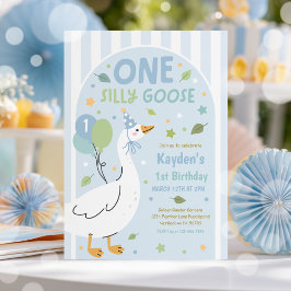 One Silly Goose 1st Birthday Party Spring Birthday Kaart