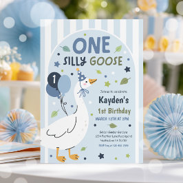 One Silly Goose 1st Birthday Party Spring Birthday Kaart