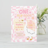One Silly Goose 1st Birthday Party Spring Birthday Kaart (Staand voorkant)