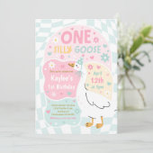 One Silly Goose 1st Birthday Party Spring Birthday Kaart (Staand voorkant)