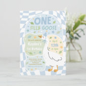 One Silly Goose 1st Birthday Party Spring Birthday Kaart (Staand voorkant)