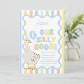 One Silly Goose 1st Birthday Party Spring Birthday Kaart (Staand voorkant)