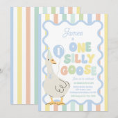 One Silly Goose 1st Birthday Party Spring Birthday Kaart (Voorkant / Achterkant)