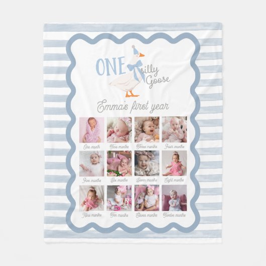 One Silly Goose 1st Birthday Photo Sign Fleece Deken (Voorkant)