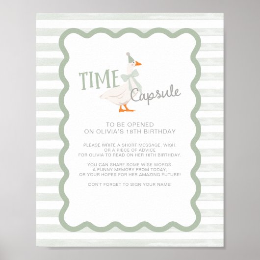 One Silly Goose 1st Birthday Time Capsule Sign Poster (Voorkant)