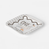 One Silly Goose Beige Bow 1st Birthday Papieren Bordje (Gebogen)