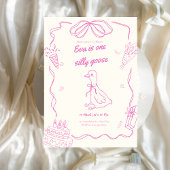 One Silly Goose Birthday Girl Invitation Kaart