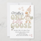 One Silly Goose Birthday Invitation – Boho Goose  Kaart (Voorkant)