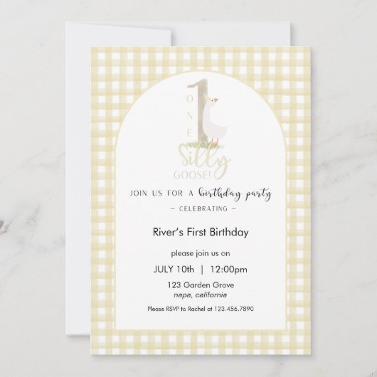 One Silly Goose Birthday Invitation Kaart (Voorkant)