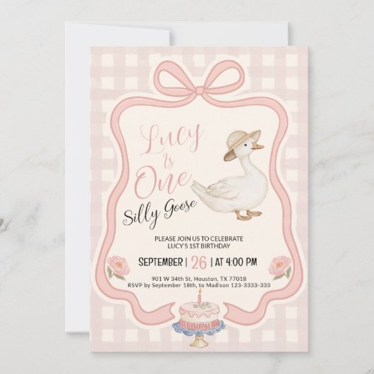 One Silly Goose Birthday Invitation Kaart (Voorkant)