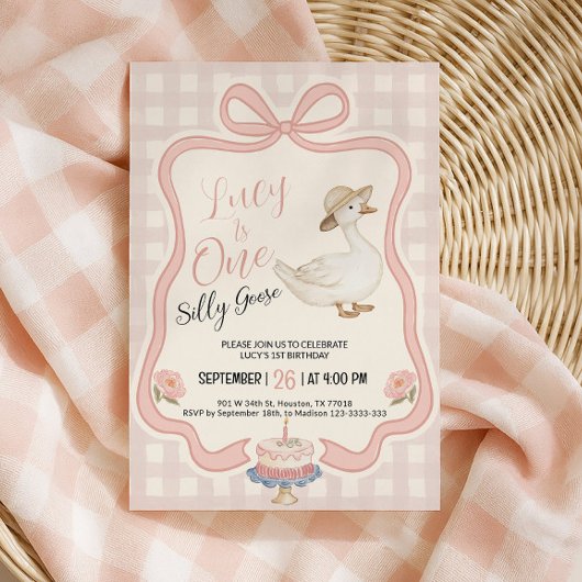 One Silly Goose Birthday Invitation Kaart