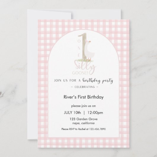 One Silly Goose Birthday Invitation Kaart (Voorkant)