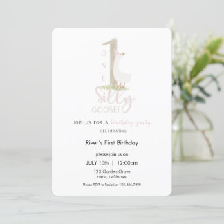One Silly Goose Birthday Invitation Kaart