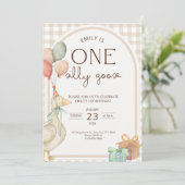One Silly Goose Birthday Invite Gender Neutral  Kaart (Staand voorkant)