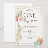 One Silly Goose Birthday Invite Gender Neutral  Kaart (Voorkant / Achterkant)