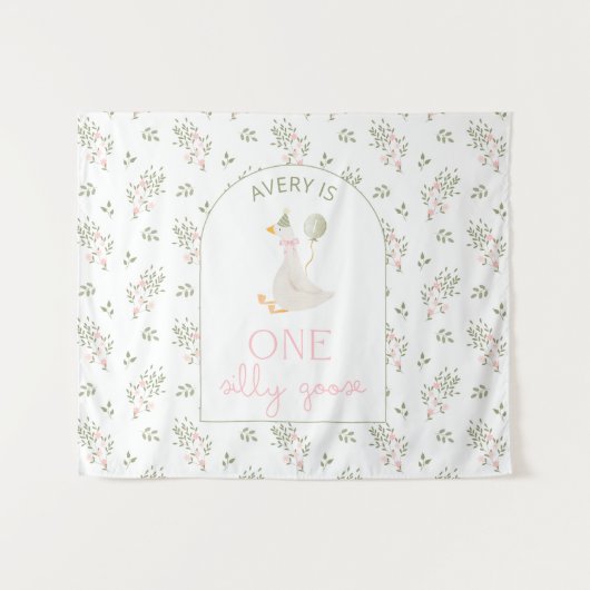 One Silly Goose Birthday Personalized Banner 1st  Wandkleed (Voorkant (horizontaal))