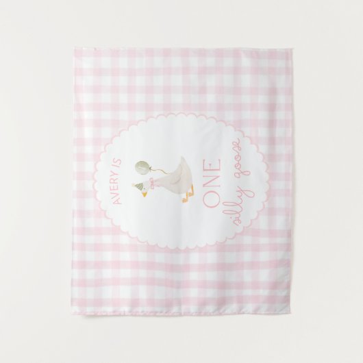 One Silly Goose Birthday Personalized Banner 1st Wandkleed (Voorkant)