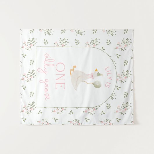 One Silly Goose Birthday Personalized Banner  Wandkleed (Voorkant (horizontaal))