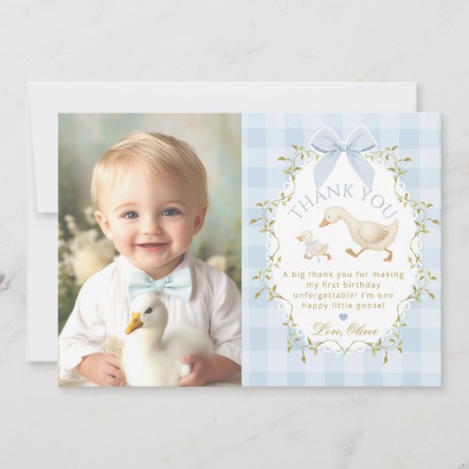 One Silly Goose Birthday Photo Thank you card Kaart (Voorkant)