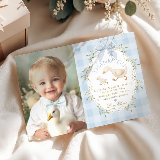 One Silly Goose Birthday Photo Thank you card Kaart