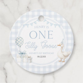 ONE Silly Goose Blue 1st Birthday Party Bedankjes Labels