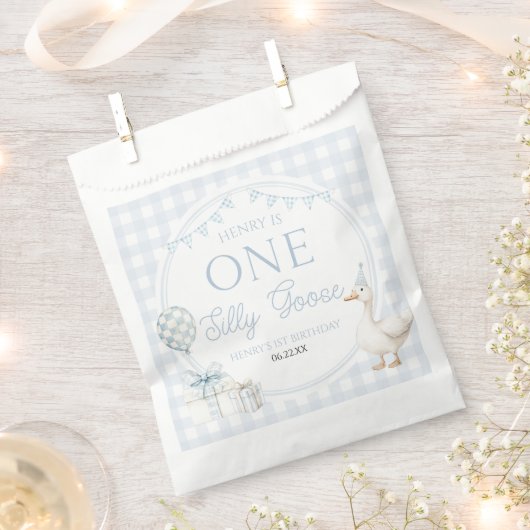 ONE Silly Goose Blue 1st Birthday Party Bedankzakje (Geknipt)