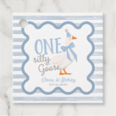 One Silly Goose Blue Bow 1st Birthday Bedankjes Labels (Voorkant)