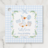 One Silly Goose Blue Bow Floral 1st Birthday Bedankjes Labels (Voorkant)