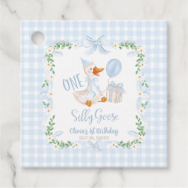 One Silly Goose Blue Bow Floral 1st Birthday Bedankjes Labels