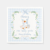 One Silly Goose Blue Bow Floral 1st Birthday Servet (Voorkant)
