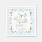 One Silly Goose Blue Bow Floral 1st Birthday Servet (Voorkant)
