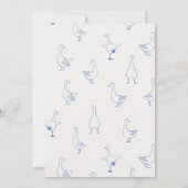 One Silly Goose Blue Drawn 1st Birthday Thank You Bedankkaart (Achterkant)