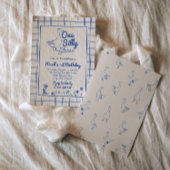 One Silly Goose Blue Drawn 1st Boy Birthday Kaart