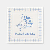 One Silly Goose Blue Drawn 1st Boy Birthday  Servet (Voorkant)