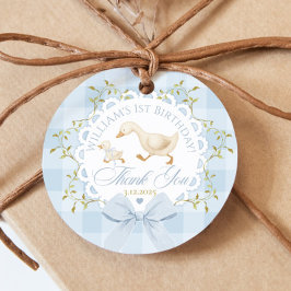 One Silly Goose Blue Gingham Bow Thank you Bedankjes Labels