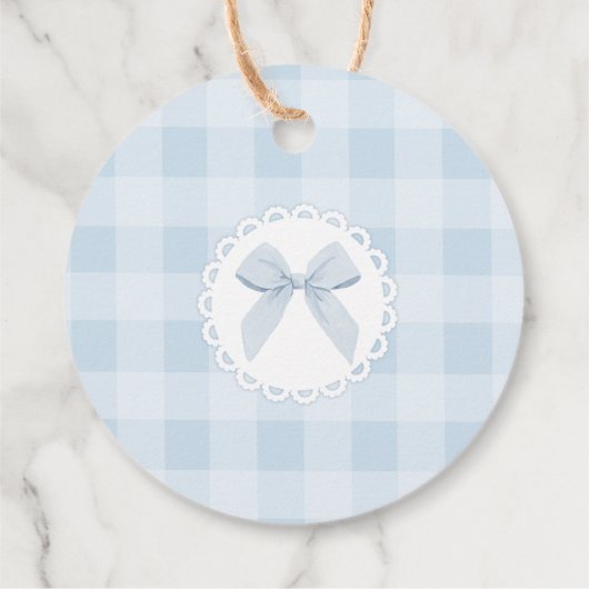 One Silly Goose Blue Gingham Bow Thank you Bedankjes Labels (Achterkant)