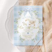 One Silly Goose Blue Gingham Boy 1st Birthday Kaart