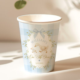 One Silly Goose Blue Gingham Boy 1st Birthday Papieren Bekers