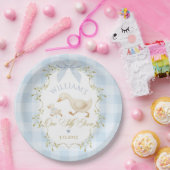 One Silly Goose Blue Gingham Boy 1st Birthday Papieren Bordje (Feest)