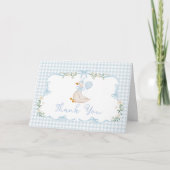 One Silly Goose Blue Gingham Boy Birthday Bedankkaart (Voorkant)