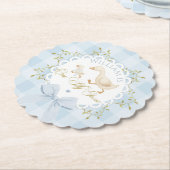 One Silly Goose Blue Goingham Whimsical Birthday Kartonnen Onderzetters (Gekanteld)