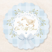 One Silly Goose Blue Goingham Whimsical Birthday Kartonnen Onderzetters (Voorkant)