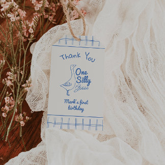 One Silly Goose Blue Hand Drawn 1st Boy Birthday Cadeaulabel