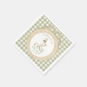 One Silly Goose Bow Gingham 1st Birthday Napkin Servet (Hoek)
