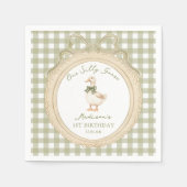 One Silly Goose Bow Gingham 1st Birthday Napkin Servet (Voorkant)