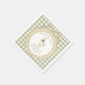 One Silly Goose Bow Gingham 1st Birthday Napkin Servet (Hoek)